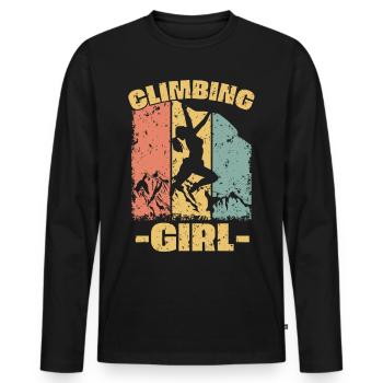 Femmes Escalade rétro - T-shirt manches longues Premium bio Homme - noir - Devant - Nico (187cm)