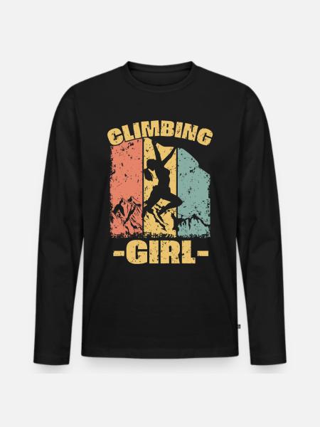 Femmes Escalade rétro - T-shirt manches longues Premium bio Homme - noir