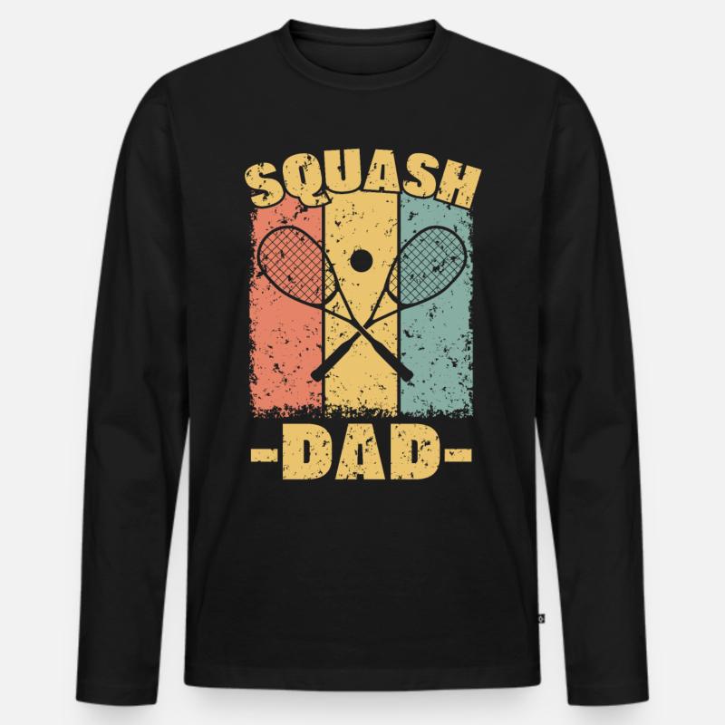 Squash Papa retro - Männer Premium Bio Langarmshirt - Schwarz