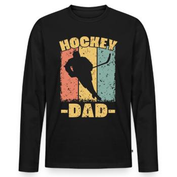 Eishockey Papa retro - Männer Premium Bio Langarmshirt - Schwarz - Vorne - Nico (187cm)