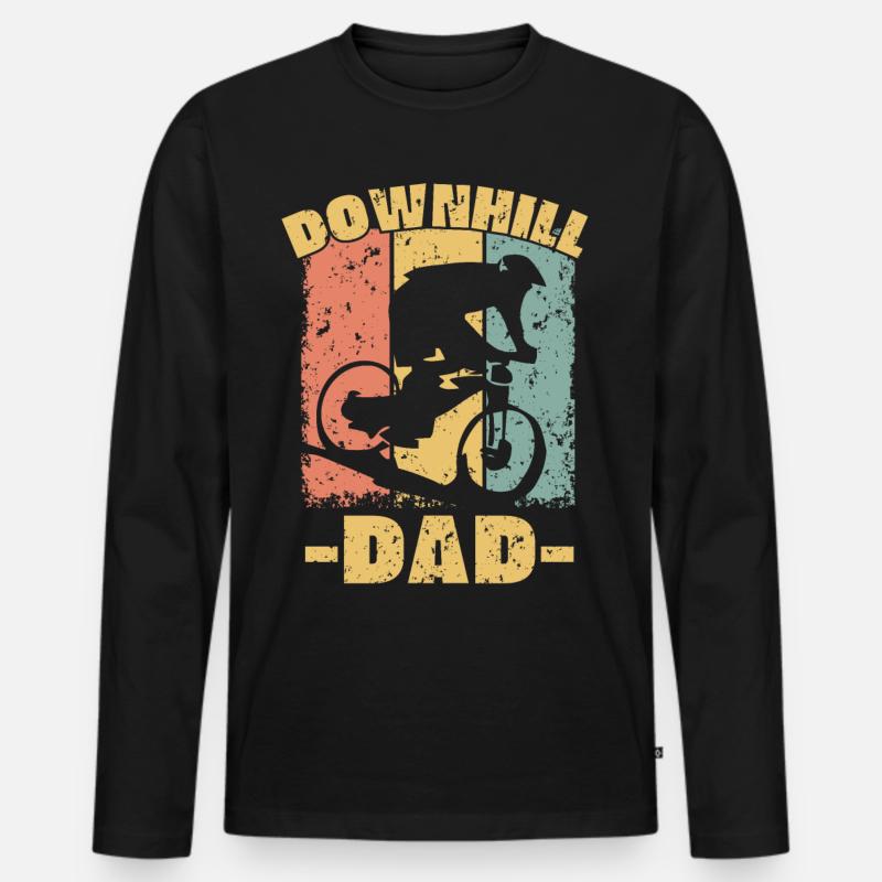 Radfahren Papa retro - Männer Premium Bio Langarmshirt - Schwarz