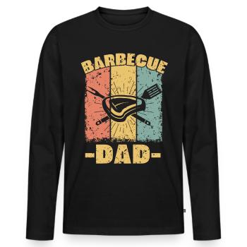 Grillen Papa retro - Männer Premium Bio Langarmshirt - Schwarz - Vorne - Nico (187cm)