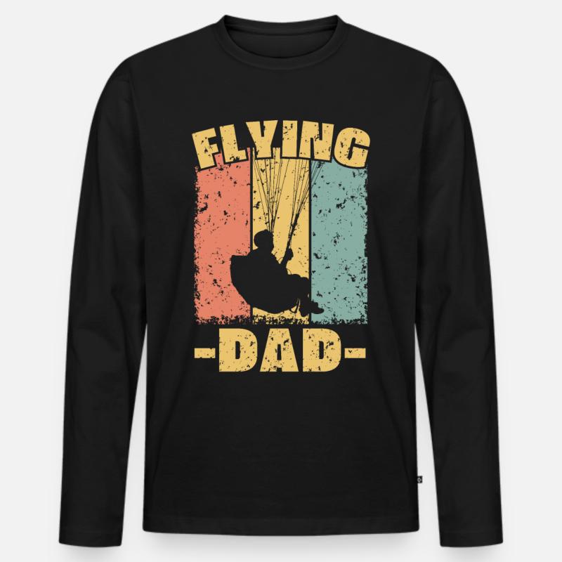 Paragliding Papa retro - Männer Premium Bio Langarmshirt - Schwarz