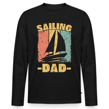 Sailing dad retro - Men's Premium Organic Long Sleeve Shirt - black - Front - Nico (187cm)