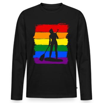 Frauen Paddleboard LGBT - Männer Premium Bio Langarmshirt - Schwarz - Vorne - Nico (187cm)