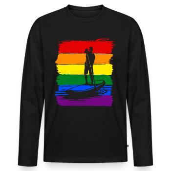 Paddleboard LGBT Pride - Männer Premium Bio Langarmshirt - Schwarz - Vorne - Nico (187cm)