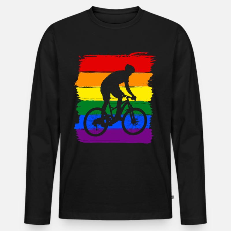 Radfahren LGBT Pride - Männer Premium Bio Langarmshirt - Schwarz