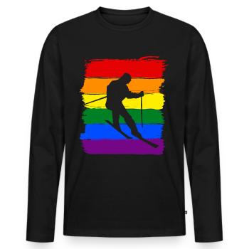 Ski LGBT Pride - T-shirt manches longues Premium bio Homme - noir - Devant - Nico (187cm)