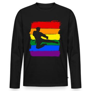 Fierté LGBT de Taekwondo - T-shirt manches longues Premium bio Homme - noir - Devant - Nico (187cm)