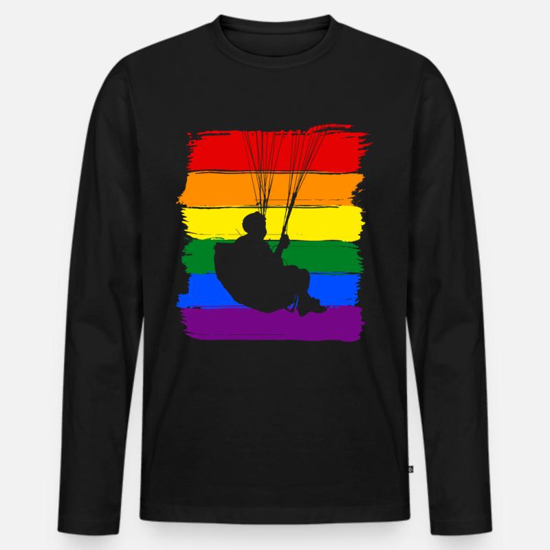 Paragliding LGBT Pride - Männer Premium Bio Langarmshirt - Schwarz