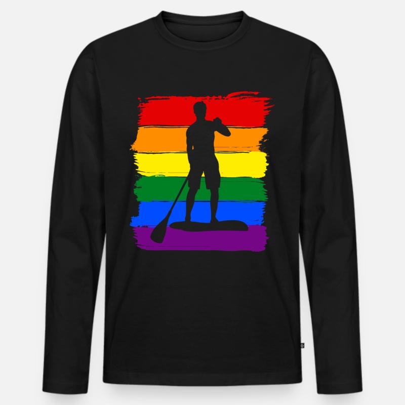 Paddleboard LGBT Pride - Männer Premium Bio Langarmshirt - Schwarz
