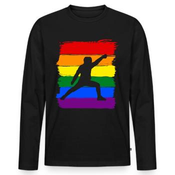 Fechten LGBT Pride - Männer Premium Bio Langarmshirt - Schwarz - Vorne - Nico (187cm)