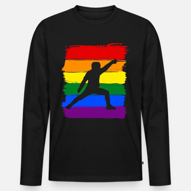 Fechten LGBT Pride - Männer Premium Bio Langarmshirt - Schwarz