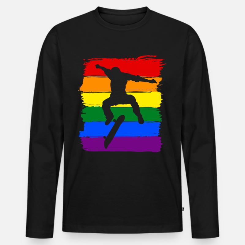 Skateboard LGBT Pride - Männer Premium Bio Langarmshirt - Schwarz