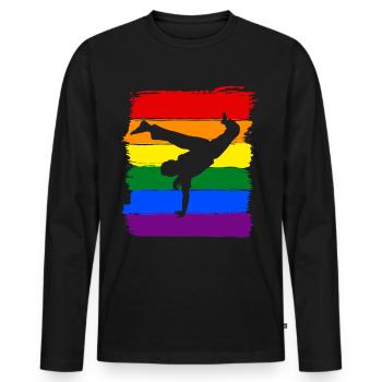 Capoeira LGBT Pride - Men's Premium Organic Long Sleeve Shirt - black - Front - Nico (187cm)