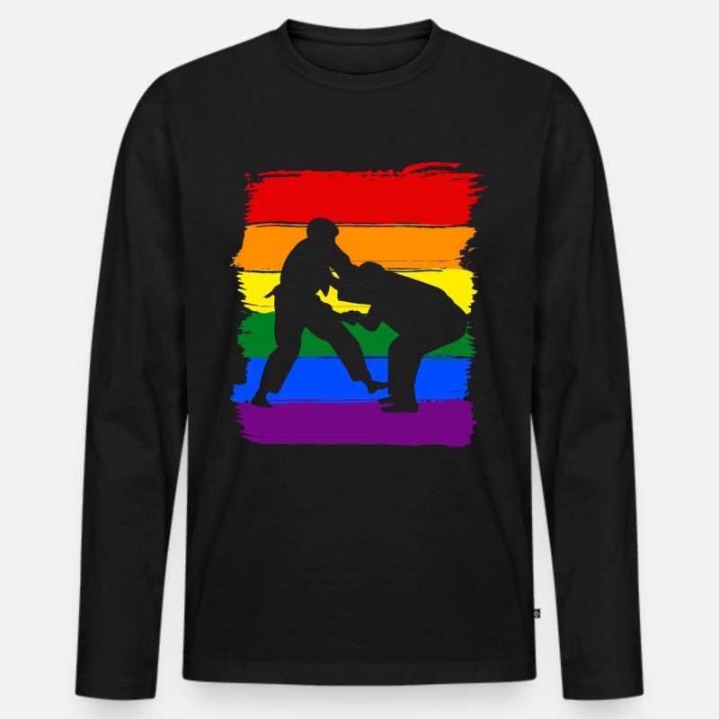 Judo LGBT Pride - Männer Premium Bio Langarmshirt - Schwarz