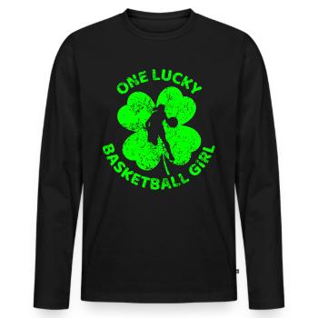 Basketball St. Patrick's Day Kleeblatt - Männer Premium Bio Langarmshirt - Schwarz - Vorne - Nico (187cm)