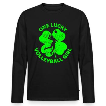 Volleyball Trèfle de la Saint-Patrick - T-shirt manches longues Premium bio Homme - noir - Devant - Nico (187cm)