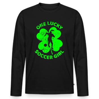 Soccer Trèfle de la Saint-Patrick - T-shirt manches longues Premium bio Homme - noir - Devant - Nico (187cm)