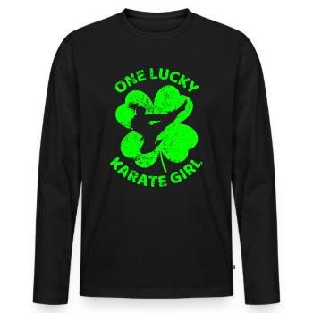 Le trèfle de la Saint-Patrick de karaté - T-shirt manches longues Premium bio Homme - noir - Devant - Nico (187cm)