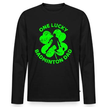Badminton Trèfle de la Saint-Patrick - T-shirt manches longues Premium bio Homme - noir - Devant - Nico (187cm)