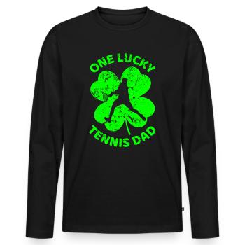Tennis St. Patrick’s day shamrock - T-shirt manches longues Premium bio Homme - noir - Devant - Nico (187cm)