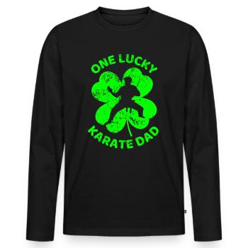 Karate St. Patrick's Day Kleeblatt - Männer Premium Bio Langarmshirt - Schwarz - Vorne - Nico (187cm)