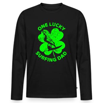 Windsurfen St. Patrick's Day Kleeblatt - Männer Premium Bio Langarmshirt - Schwarz - Vorne - Nico (187cm)