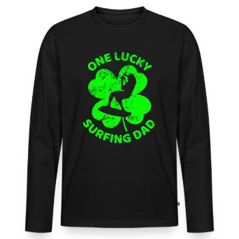 Surf Trèfle de la Saint-Patrick - T-shirt manches longues Premium bio Homme - noir - Devant - Nico (187cm)