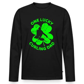 Curling Trèfle de la Saint-Patrick - T-shirt manches longues Premium bio Homme - noir - Devant - Nico (187cm)