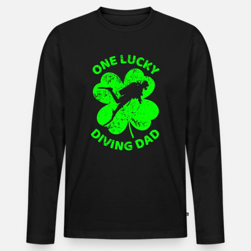 Tauchen St. Patrick's Day Kleeblatt - Männer Premium Bio Langarmshirt - Schwarz