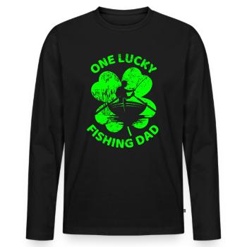 Pêche au trèfle de la Saint-Patrick - T-shirt manches longues Premium bio Homme - noir - Devant - Nico (187cm)