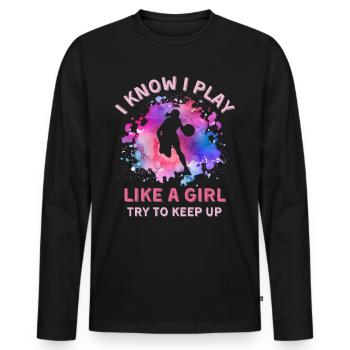 Basketball féminin - T-shirt manches longues Premium bio Homme - noir - Devant - Nico (187cm)