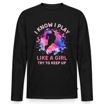 Frauen Eishockey Mädchen - Männer Premium Bio Langarmshirt - Schwarz - Vorne - Nico (187cm)