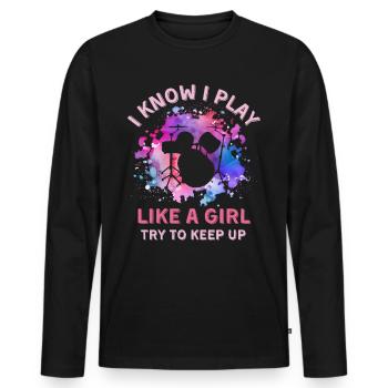 Frauen Trommeln Mädchen - Männer Premium Bio Langarmshirt - Schwarz - Vorne - Nico (187cm)