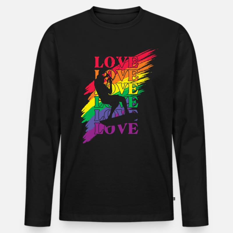 Kitesurfen LGBT Pride - Männer Premium Bio Langarmshirt - Schwarz