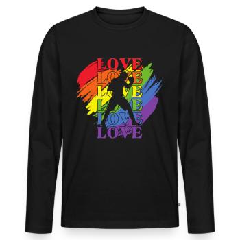 Boxen LGBT Pride - Männer Premium Bio Langarmshirt - Schwarz - Vorne - Nico (187cm)