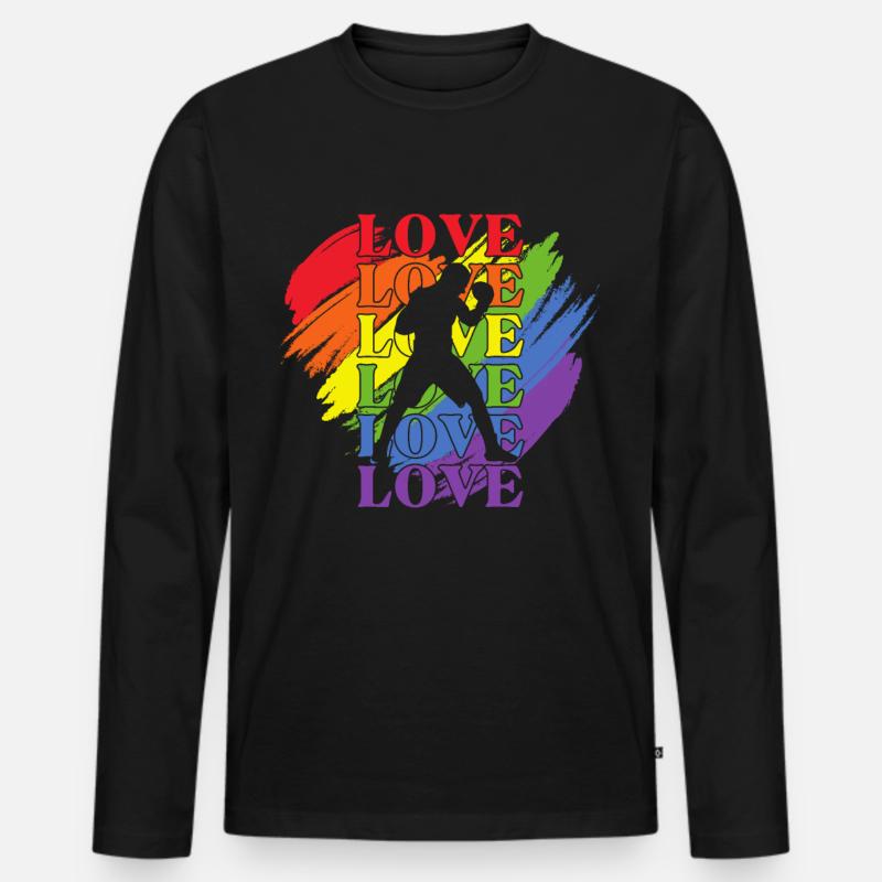 Boxen LGBT Pride - Männer Premium Bio Langarmshirt - Schwarz