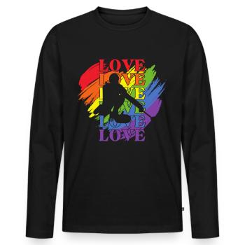 Curling LGBT Pride - T-shirt manches longues Premium bio Homme - noir - Devant - Nico (187cm)