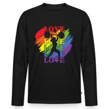 Gewichtheben LGBT Pride - Männer Premium Bio Langarmshirt - Schwarz - Vorne - Nico (187cm)