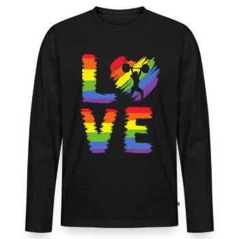 Gewichtheben LGBT Pride - Männer Premium Bio Langarmshirt - Schwarz - Vorne - Nico (187cm)