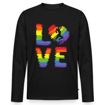 femmes Escalade LGBT Pride - T-shirt manches longues Premium bio Homme - noir - Devant - Nico (187cm)