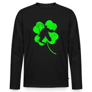 Hockey sur glace Trèfle de la Saint-Patrick - T-shirt manches longues Premium bio Homme - noir - Devant - Nico (187cm)