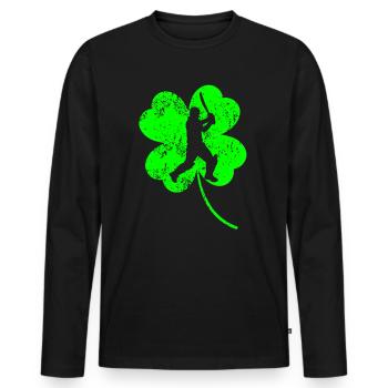 Trèfle de la Saint-Patrick de cricket - T-shirt manches longues Premium bio Homme - noir - Devant - Nico (187cm)