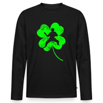 Karaté Trèfle de la Saint-Patrick - T-shirt manches longues Premium bio Homme - noir - Devant - Nico (187cm)