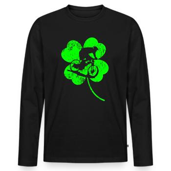 Trèfle de la Saint-Patrick à vélo - T-shirt manches longues Premium bio Homme - noir - Devant - Nico (187cm)
