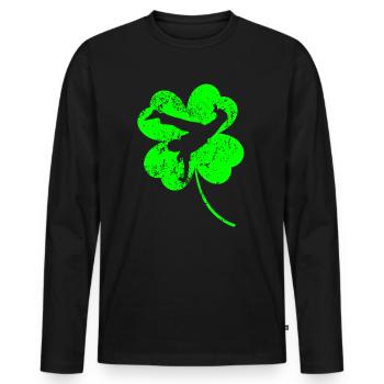 Trèfle de la Saint-Patrick de la Capoeira - T-shirt manches longues Premium bio Homme - noir - Devant - Nico (187cm)