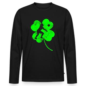 Volley-ball Trèfle de la Saint-Patrick - T-shirt manches longues Premium bio Homme - noir - Devant - Nico (187cm)