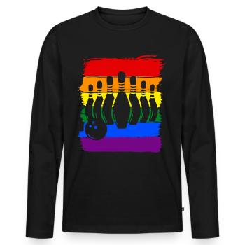 Bowling LGBT Pride - Männer Premium Bio Langarmshirt - Schwarz - Vorne - Nico (187cm)