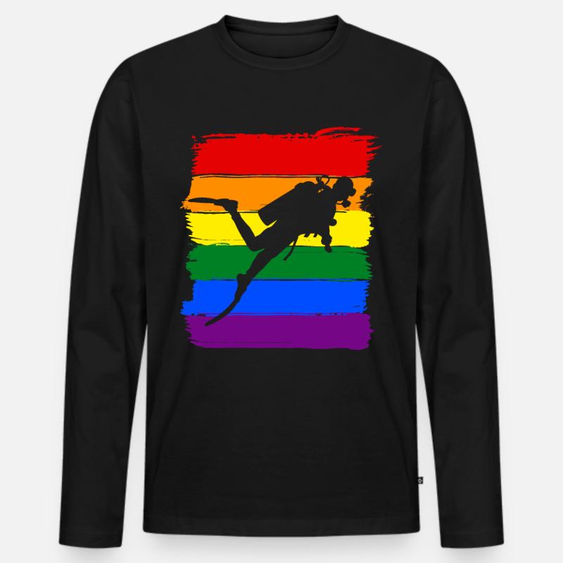 Tauchen LGBT Pride - Männer Premium Bio Langarmshirt - Schwarz